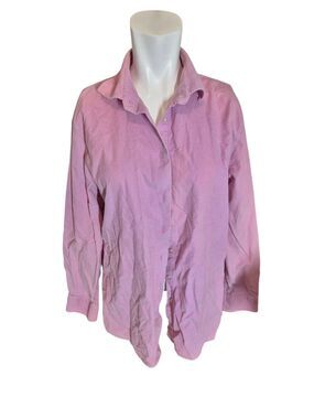 Lands' End Womens Vintage Y2K Corduroy Button Down Shirt Cotton Pink Sz L 14-16